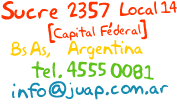 Sucre 2357 Capital federal, Tel 45550081  info@juap.com.ar
